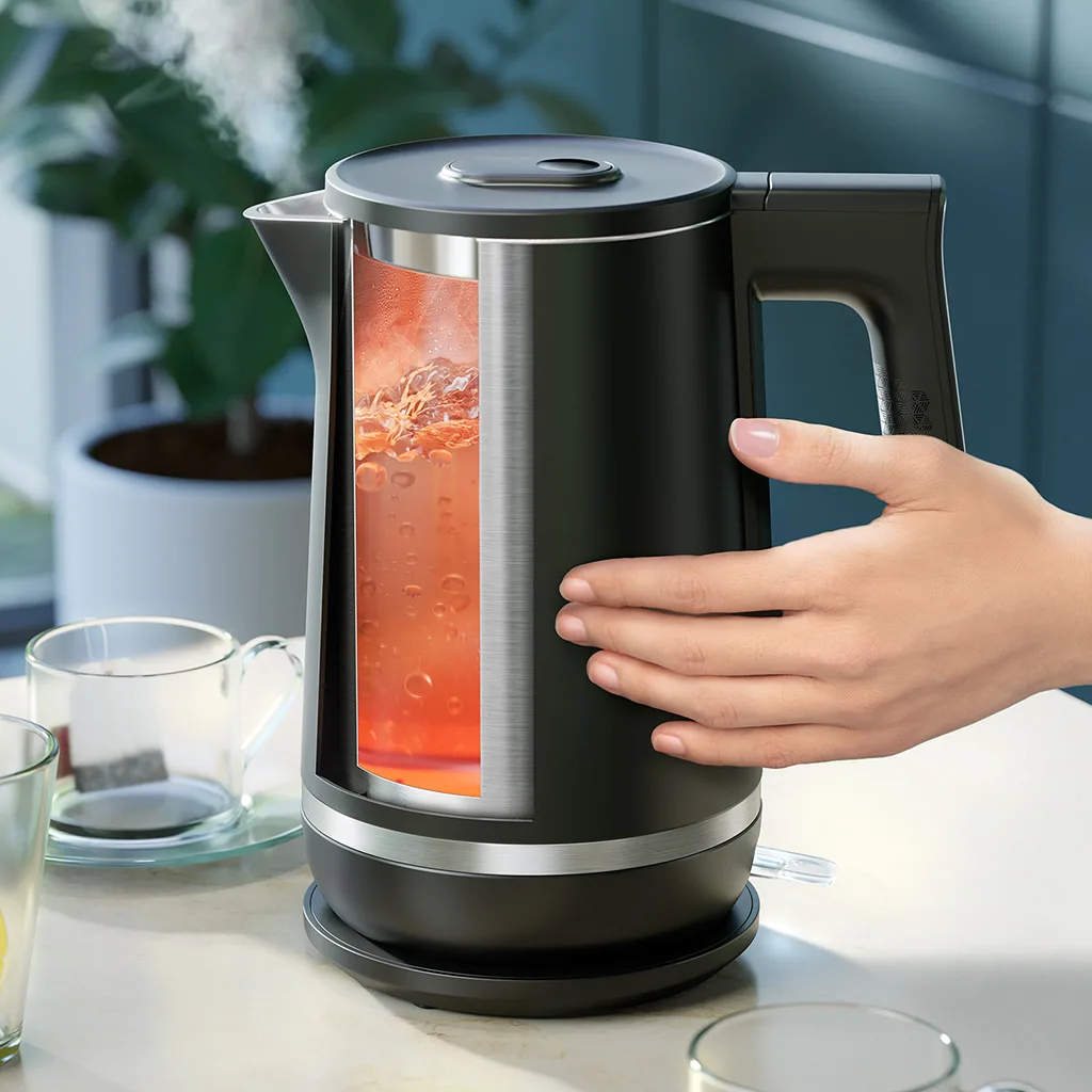 Електричний чайник Philips з подвійними стінками, об'ємом 1.7 л, Strix, чорний.