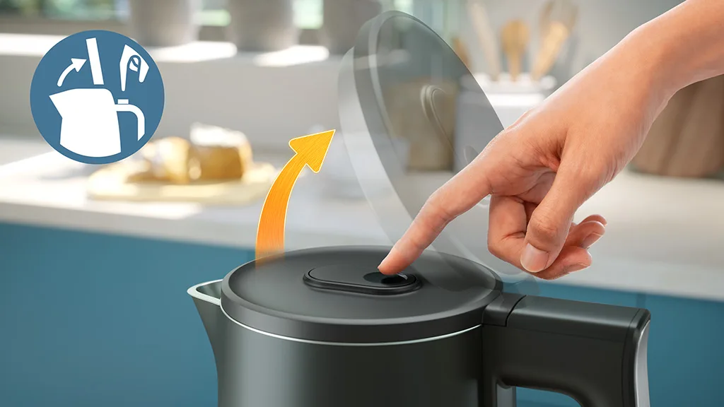 Електричний чайник Philips з подвійними стінками, об'ємом 1.7 л, Strix, чорний.