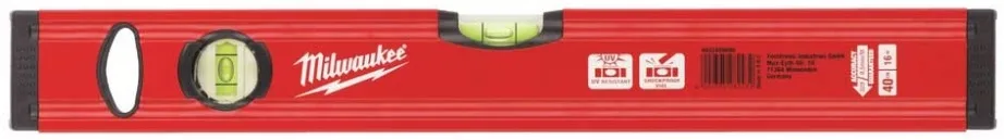 Рівень Milwaukee Slim Box, 40 см, 2 бульбашки, алюмінієвий корпус.