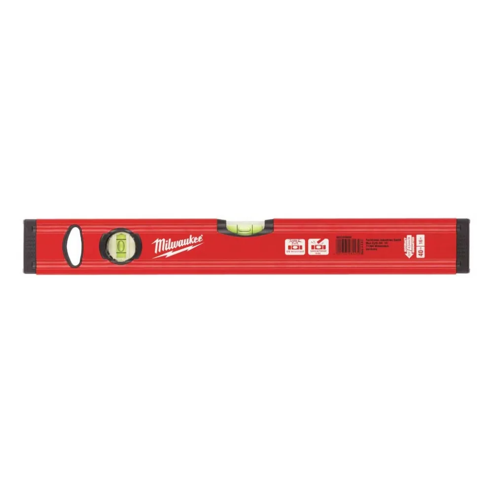 Рівень Milwaukee Slim Box, 40 см, 2 бульбашки, алюмінієвий корпус.