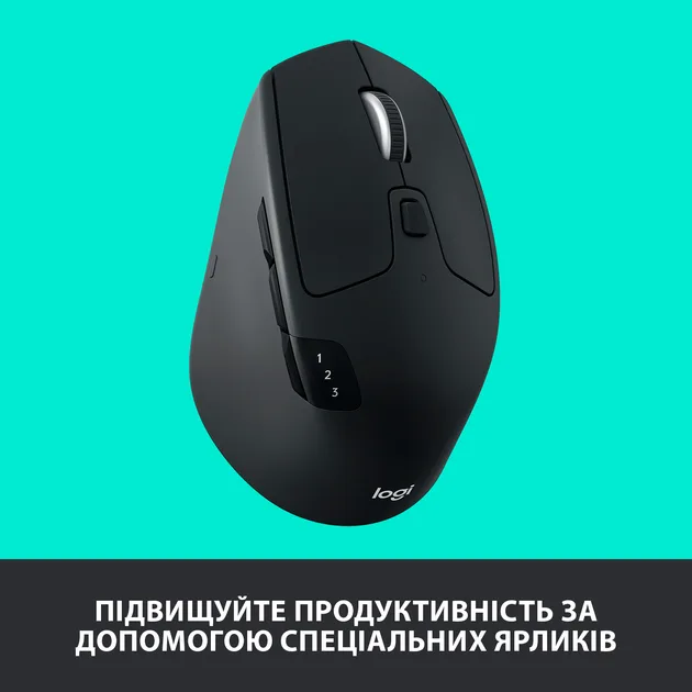 Миша Logitech оптична середня бездротова Bluetooth USB чорна 74х45х115 мм