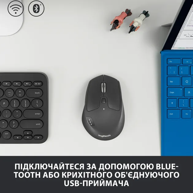 Миша Logitech оптична середня бездротова Bluetooth USB чорна 74х45х115 мм