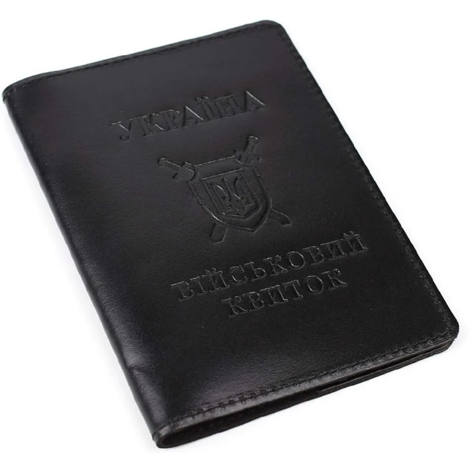 Кожна обкладинка на військовий квиток Limary чорна з телячої шкіри для чоловіків і жінок, повсякденний захист документів.