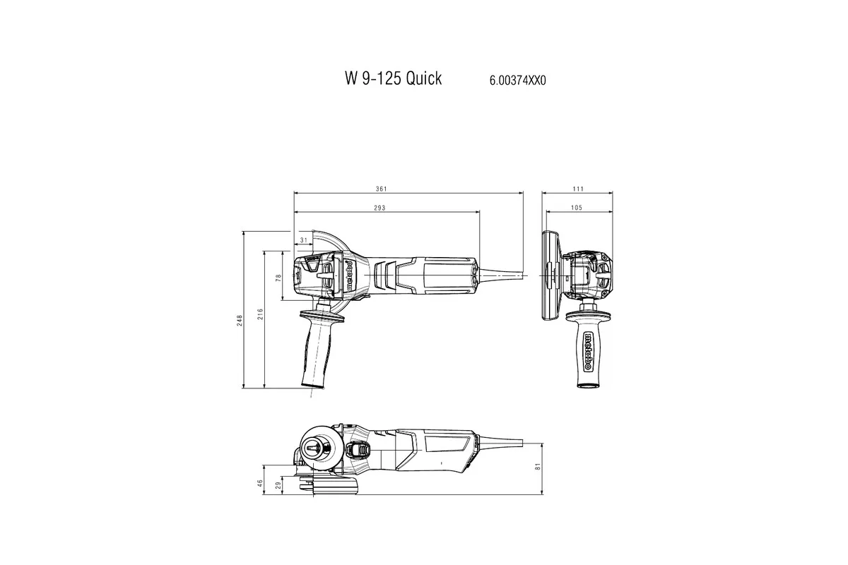 Кутова шліфувальна машина Metabo W 9-125 QUICK 125мм 900Вт 10500об/хв 2.1кг