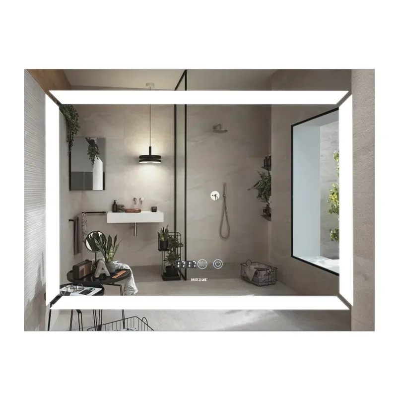 Дзеркало настінне Mixxus LIGHT MR01 90x70 см алюмінієве безмідне з LED підсвічуванням
