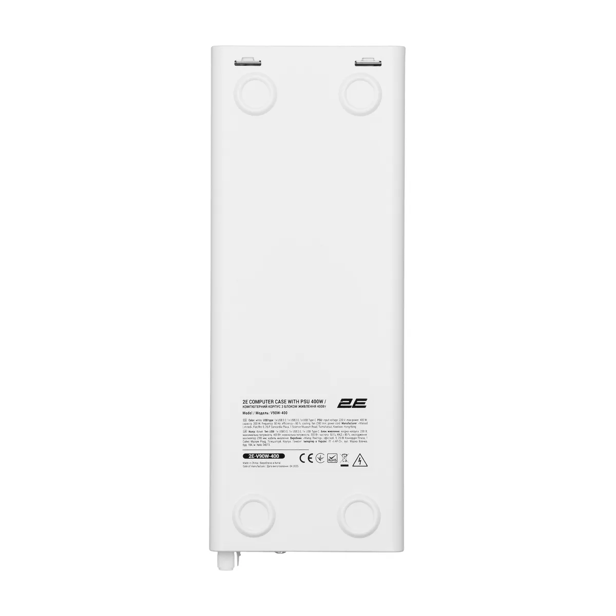 Корпус 2E Credo Slim V90W-400 з БЖ 2E TFX400, 1xUSB3.0, 1х USB 2.0, 1xUSB Type-C, 2x90мм, VGA 220мм, mATX, білий