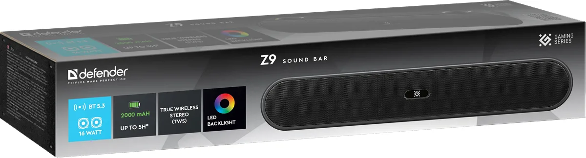 Акустика Defender 2 канали 16 Вт Bluetooth 5.3 Чорна 65х65х370 мм
