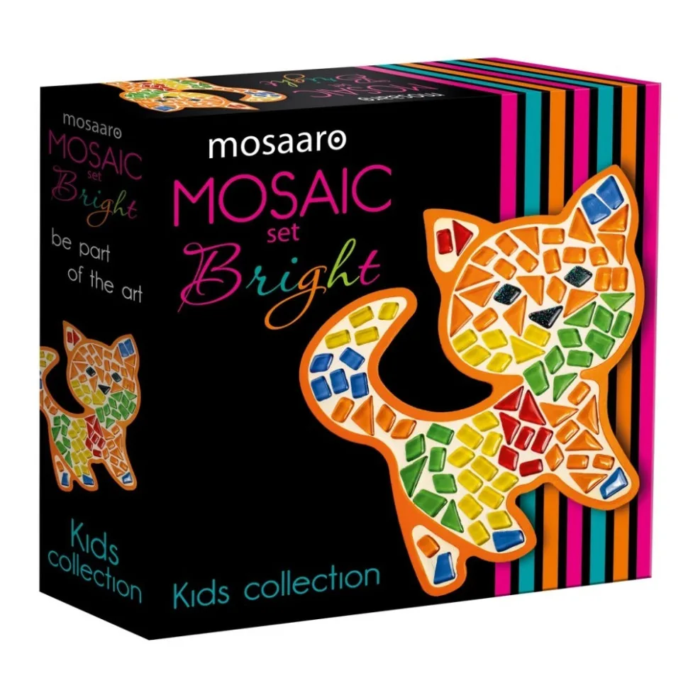 Дитячий набір для творчості Mosaaro МДФ 204х203 мм скляна мозаїка Котик