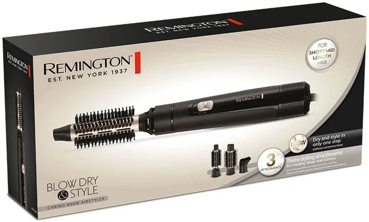 Фен-щетка Remington для укладки и сушки, 800Вт, 2 скорости, ионизационная технология, холодный обдув, керамическое покрытие, черный
