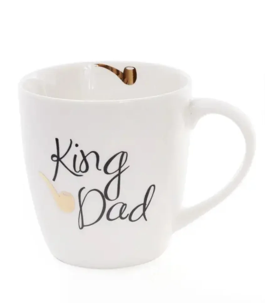 Кружка фарфоровая Bona 520 мл біла King Dad Queen Mom