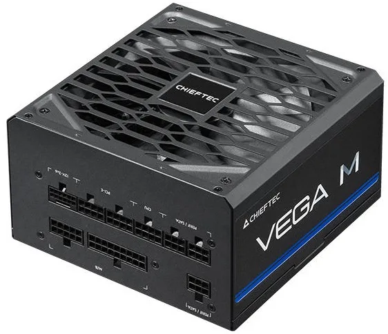 Блок живлення CHIEFTEC Vega M  (850W), >90%, 80+ Gold, 135мм FDB, 1xMB 24pin(20+4), 2xCPU 8pin(4+4), 3xMolex, 6xSATA, 4xPCIe 8pin(6+2), 1xPCIe GEN5 16pin, Fully Modular