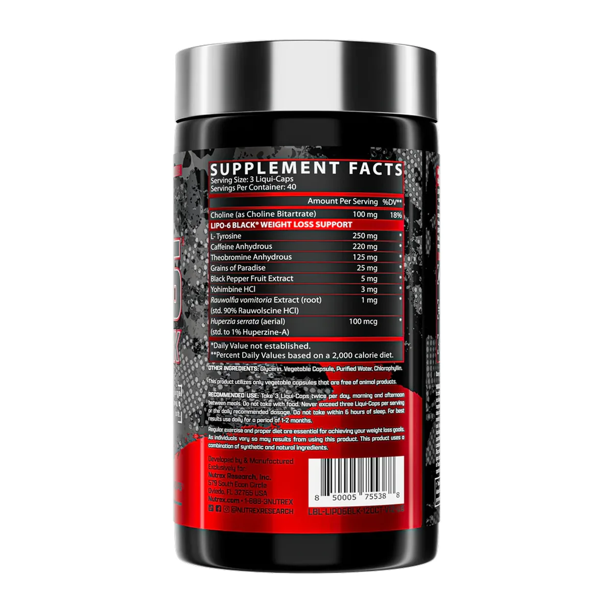 Nutrex Lipo 6 Black Maximum Potency 120 капсул Жидкі капсули Жироспалювач