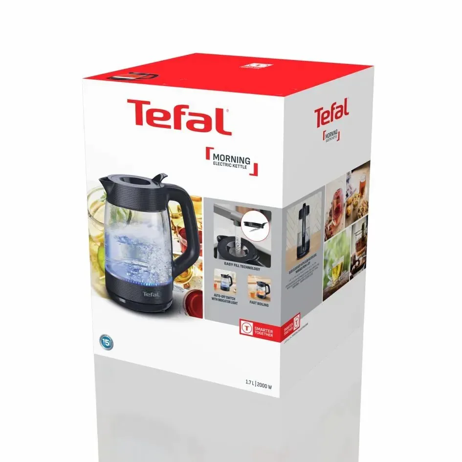 Электрочайник Tefal стекло 1 7 л черный 2000 Вт с подсветкой