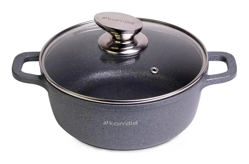 Каструля Kamille Landes Grey 4.5л антипригарна з литого алюмінію