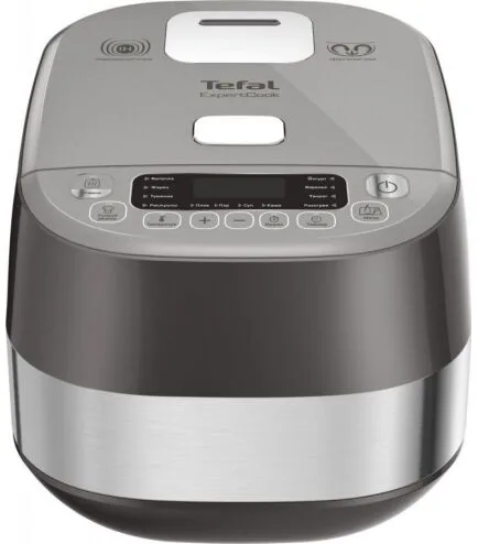 Мультиварка Tefal Expert Cook Induction, 1200Вт, 5-літрова чаша, електронне управління, пластиковий корпус, сірого кольору.