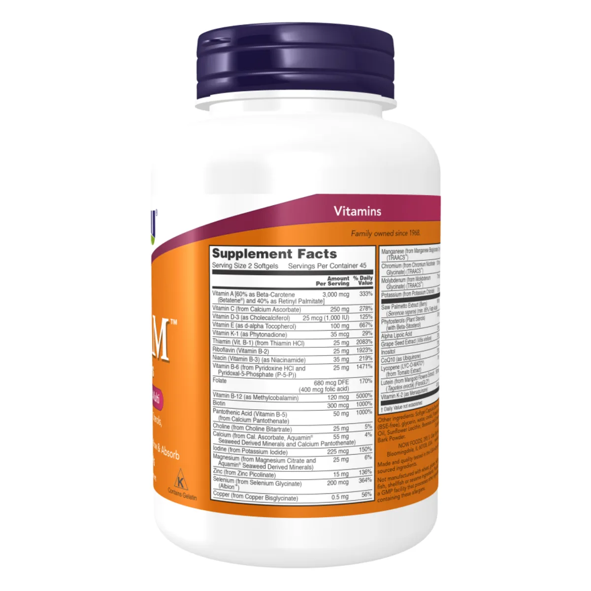 Мужской мультивитаминный комплекс Now Foods Adam 90 капсул софтгелс