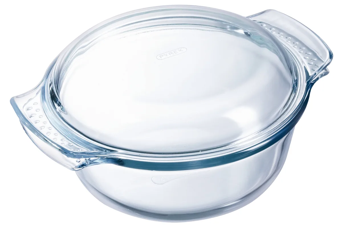 Каструля Pyrex боросилікатне скло 5.1 л 32 см прозора з кришкою