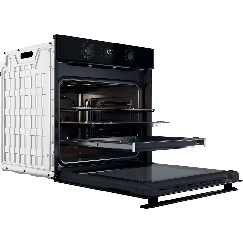 Электрический духовой шкаф Whirlpool, объем 71л, класс энергоэффективности A+, с дисплеем, конвекцией и телескопическими направляющими, черного цвета