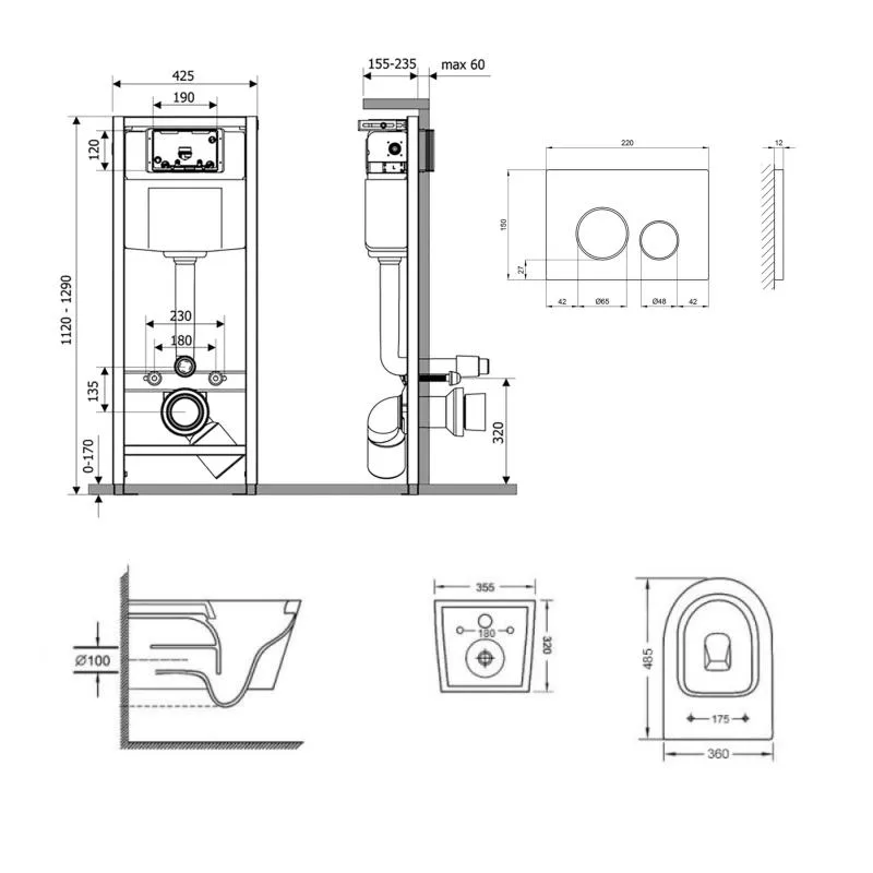 Підвісний унітаз Qtap Swan Ultra Quiet 350x355x515 мм кераміка білий