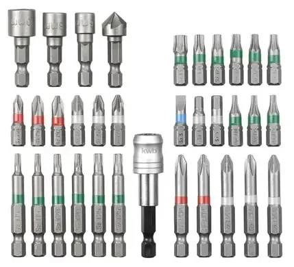 Набір бит Einhell KWB, 1/4", тримач для бит, 3 торцеві головки, зенківка, SL, PH, PZ, H, T, кейс 34 шт.