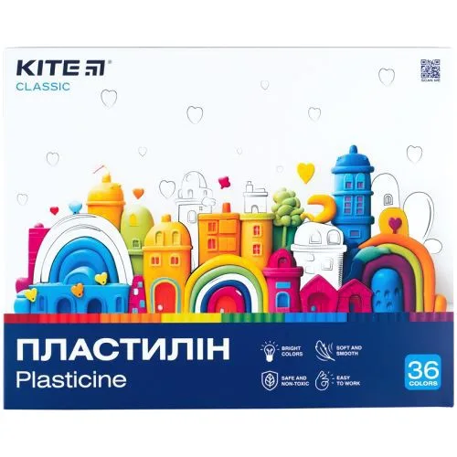 Пластилін 36 кольорів 720 г Kite Classic для моделювання та ліплення художній матеріал
