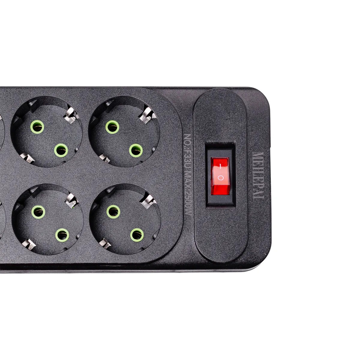 Мережевий фільтр подовжувач 5 м 6 розеток 4 USB 2 Type-C чорний термостійкий ABS-Пластик