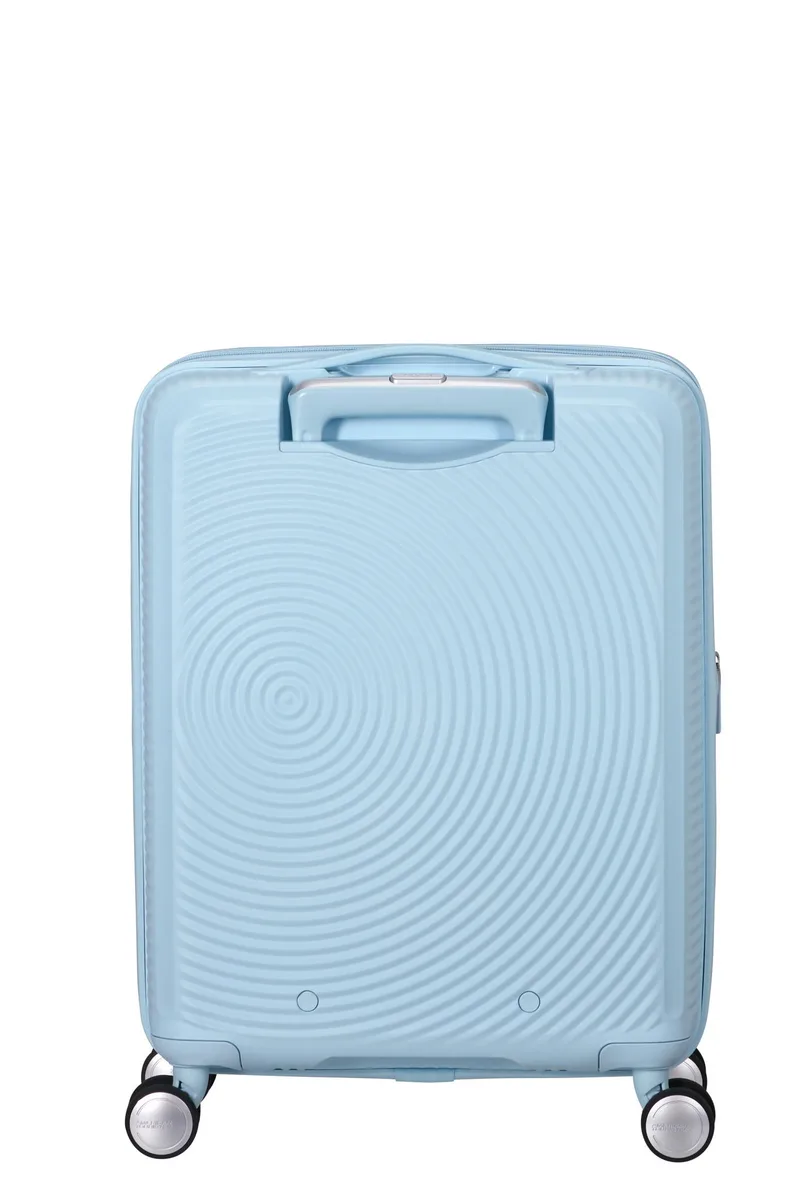 Валіза American Tourister, Soundbox, поліпропілен, мала, 55см, 35.5/41л, TSA, 4 колеса, EXP, пастельно-блакитний
