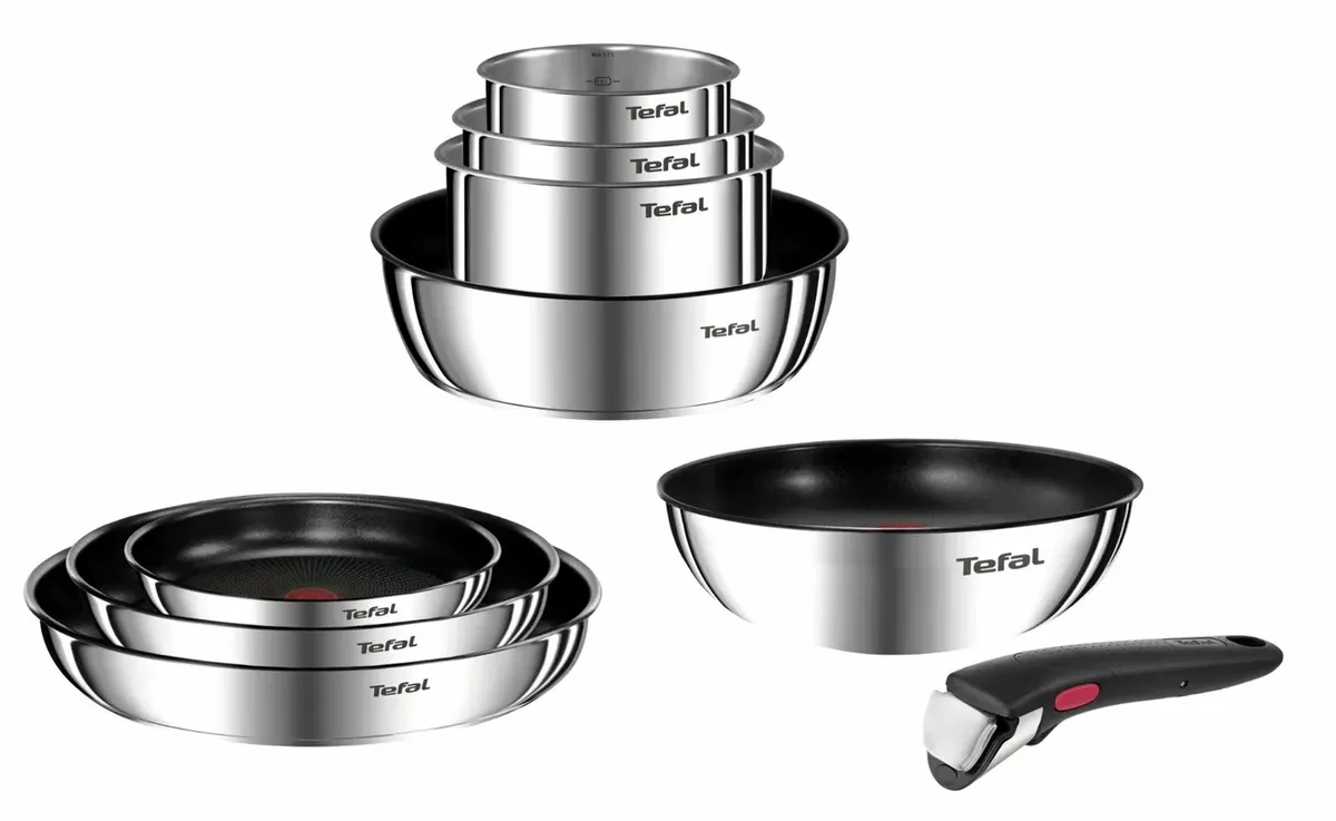Набор кухонной посуды Tefal Ingenio Emotion, 5 предметов из нержавеющей стали и бакелитовыми ручками, серебристого цвета
