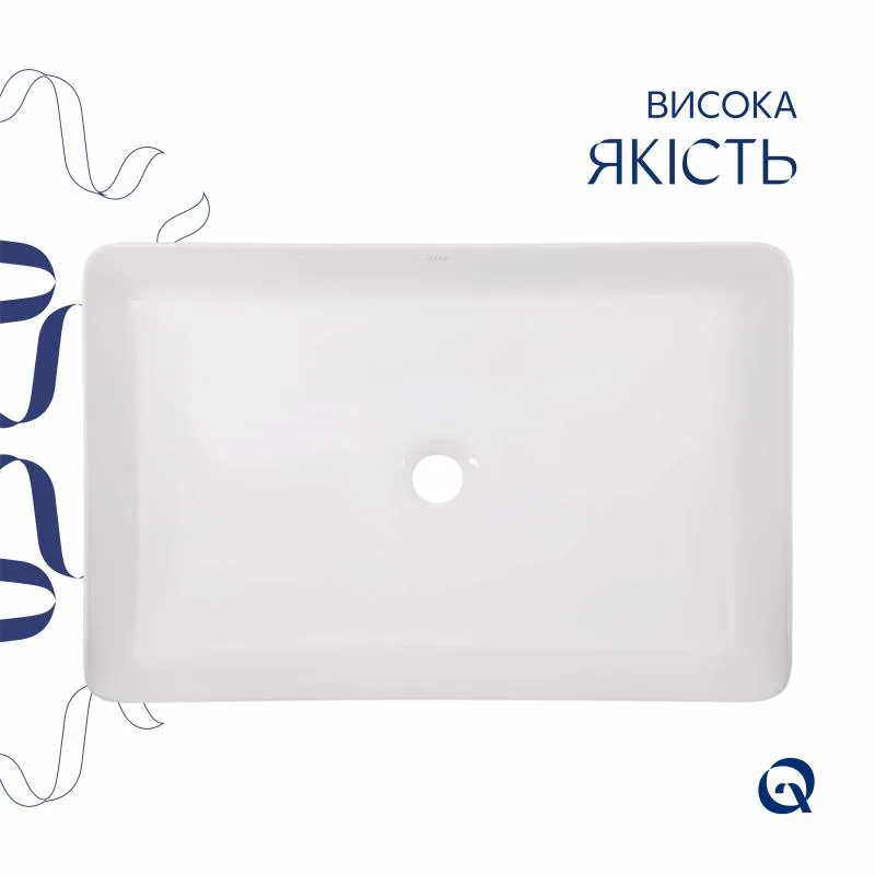 Раковина накладна Qtap Tern 600x400 мм керамічна біла прямокутна