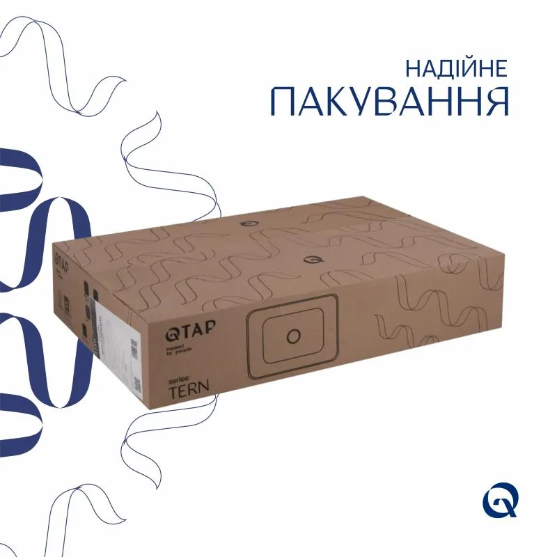 Раковина накладна Qtap Tern 600x400 мм керамічна біла прямокутна