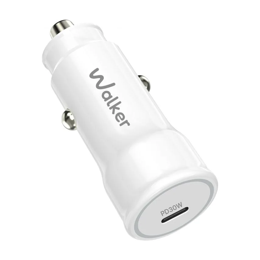 Автомобільний зарядний пристрій WALKER 30W Type-C 1м білий