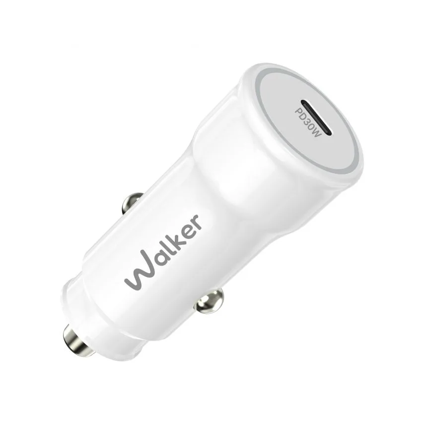 Автомобільний зарядний пристрій WALKER 30W Type-C 1м білий