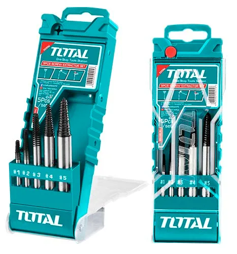 Набір для вилучення шурупів TOTAL Хром-ванадієва сталь 5 шт M3-18