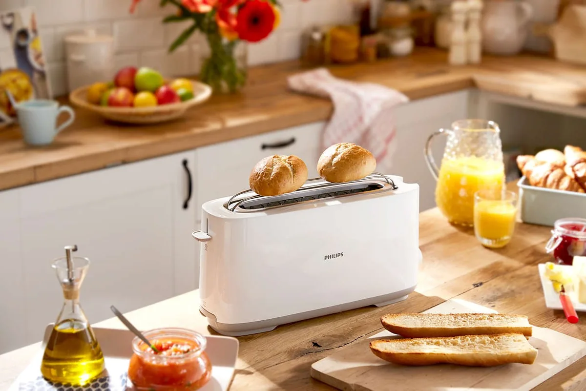 Тостер Philips пластик 1 отделение белый 870Вт