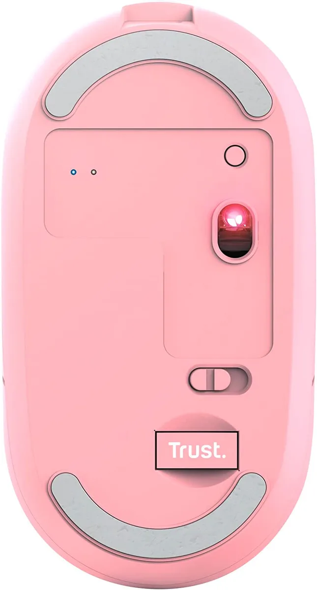 Миша Trust Puck Rechargeable, ультратонкая, BT/WL, бесшумная, розовая.