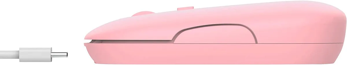 Миша Trust Puck Rechargeable, ультратонкая, BT/WL, бесшумная, розовая.