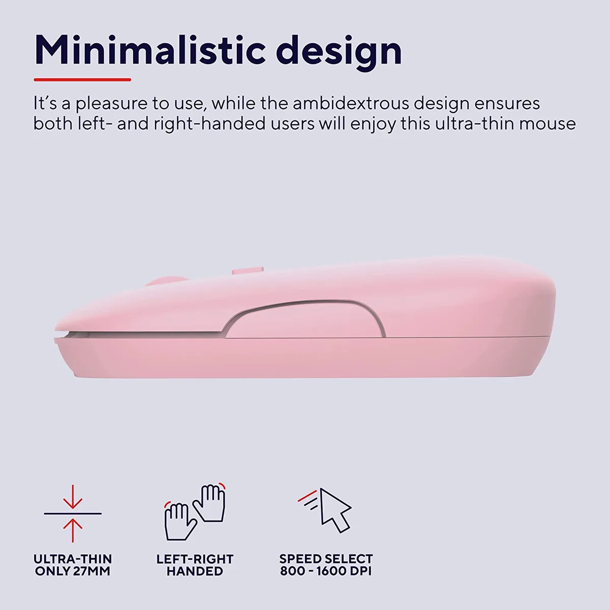 Миша Trust Puck Rechargeable, ультратонкая, BT/WL, бесшумная, розовая.