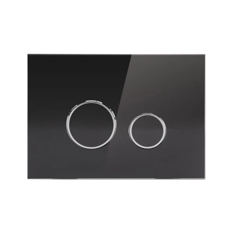 Панель змиву для унітаза механічна Qtap Nest QT0111V1163GB двоклавішна чорна скло/ABS 270х200х45 мм