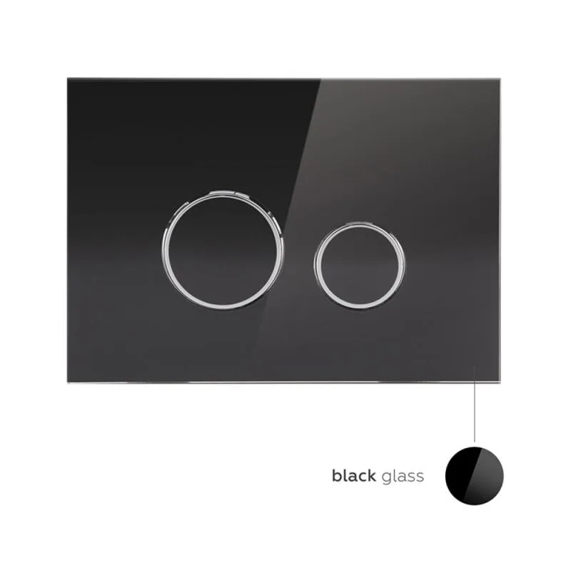 Панель змиву для унітаза механічна Qtap Nest QT0111V1163GB двоклавішна чорна скло/ABS 270х200х45 мм