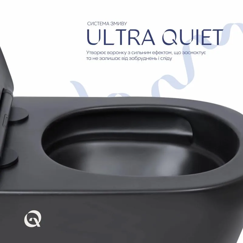 Унітаз підвісний Qtap Scorpio Ultra Quiet безобідковий кераміка 520x365x365 мм чорний