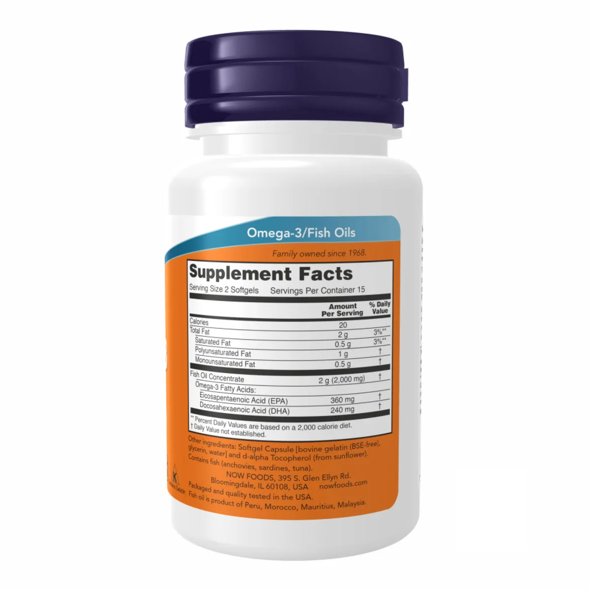 Omega-3 1000mg Now Foods Рыбий жир 200 капсул