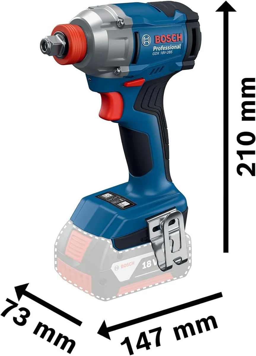 Гайковерт ударний акумуляторний Bosch 18В квадрат 1/2" 285Нм 1.1кг