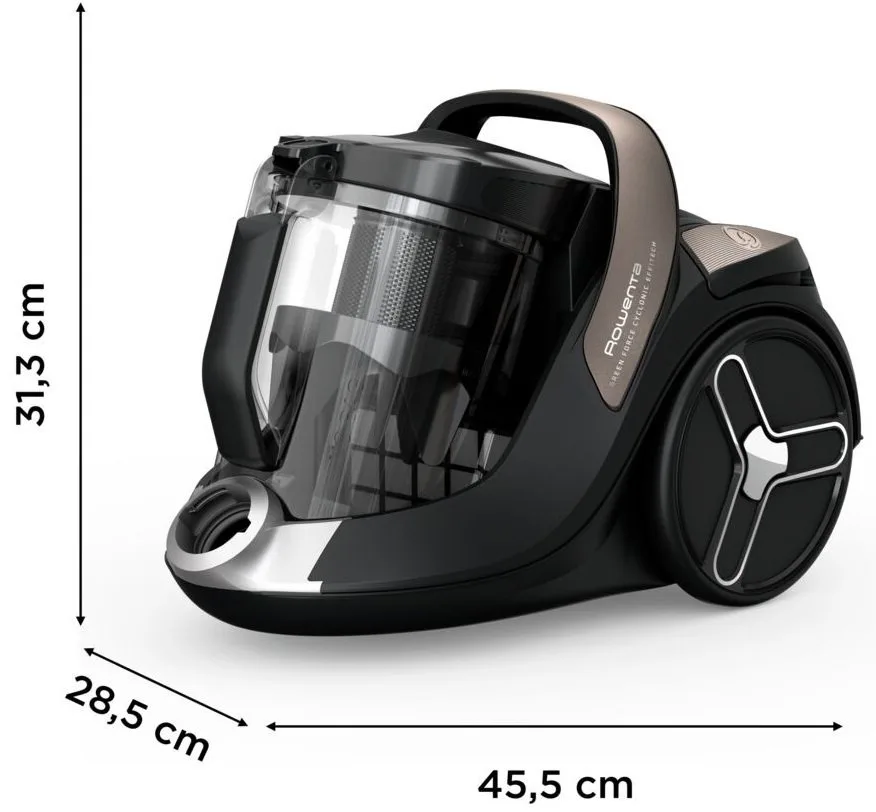 Пилосос Rowenta безмішковий Green Force Cyclonic Effitech+, 500 Вт, контейнер - 2,5 л, HEPA-фільтр, чорний.