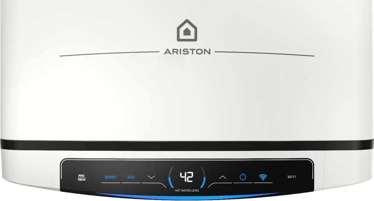 Електричний водонагрівач Ariston плоский Slim VELIS PRO DRY WIFI 50 EU, 50л, 2*1,5кВт, з сухим теном, універсальний монтаж, електр