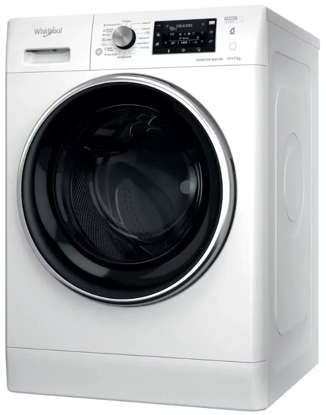 Прально-сушильна машина Whirlpool 11 кг 7 кг 1600 об/хв Білий Чорний