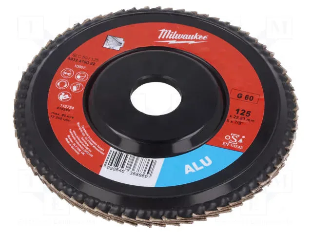 Диск лепестковый шлифовальный Milwaukee алюминий 125 мм 22 2 мм K60