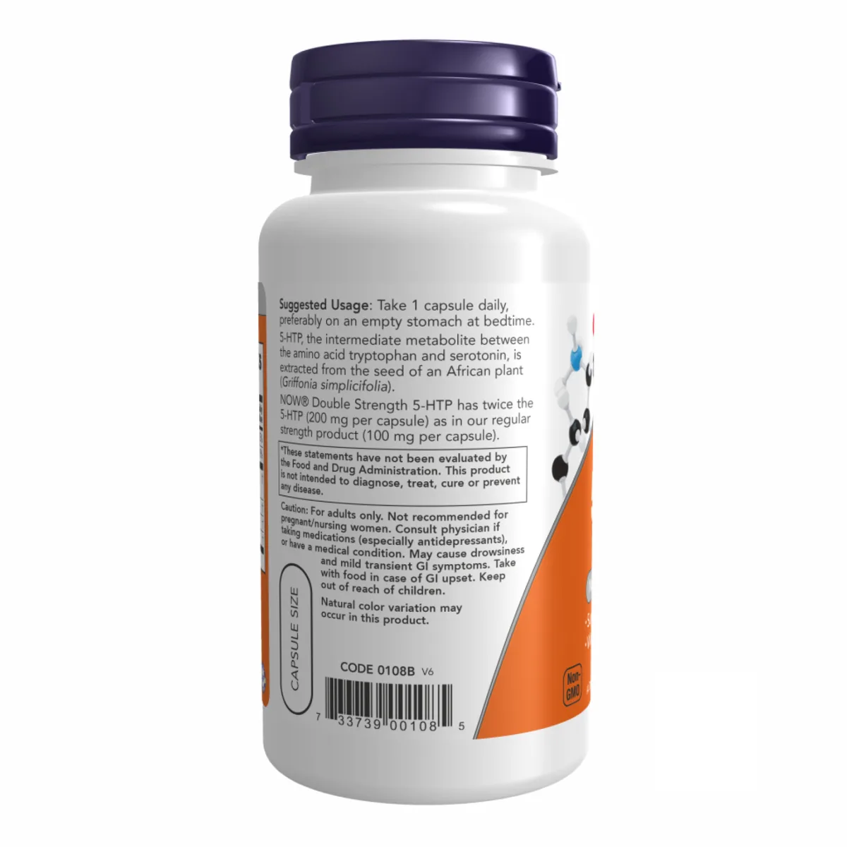 5-HTP 200 мг 60 капсул Now Foods из семян Griffonia simplicifolia