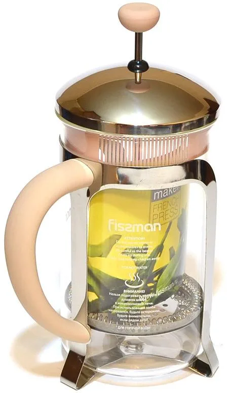 Френч-пресс Fissman Cafe Glace 350 мл из боросиликатного стекла и нержавеющей стали
