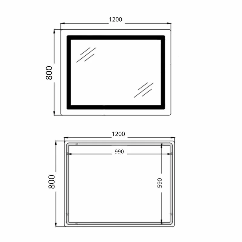 Дзеркало Qtap CA2 з LED-підсвічуванням Touch 1200х800 мм Алюміній/Пластик
