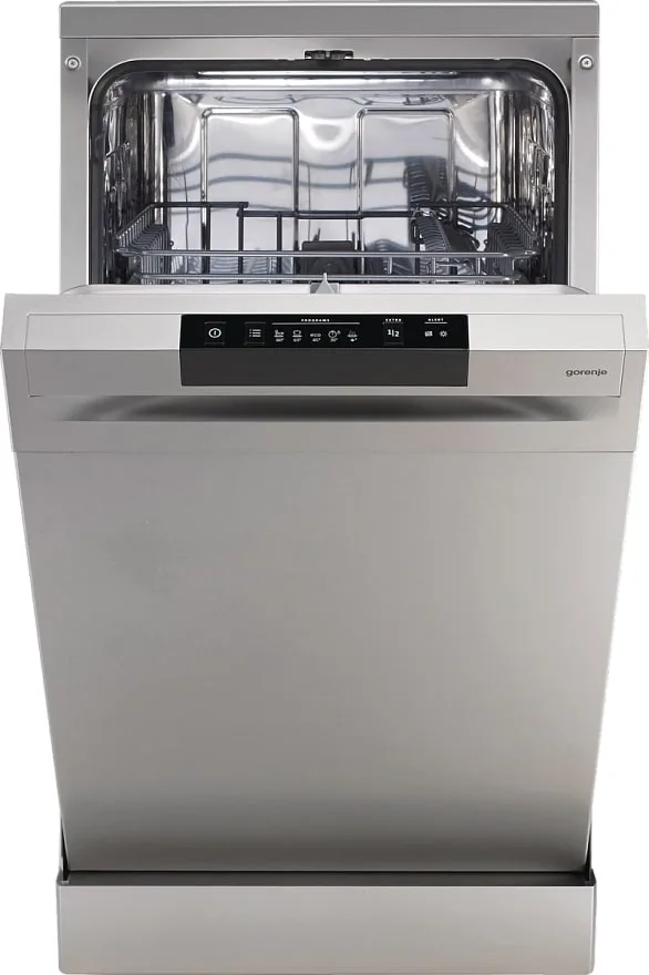Посудомийна машина Gorenje, 9 комплектів, клас енергоефективності A++, ширина 45 см, з дисплеєм, 2 кошиками, системою AquaStop, сі